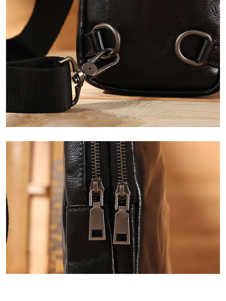 Whatna アンティーク風合い鞣し天 然牛 革 斜めがけ ボディバッグ ワンショルダー メンズ 左右付け替え可能 本革 厚手 レザー6747-8