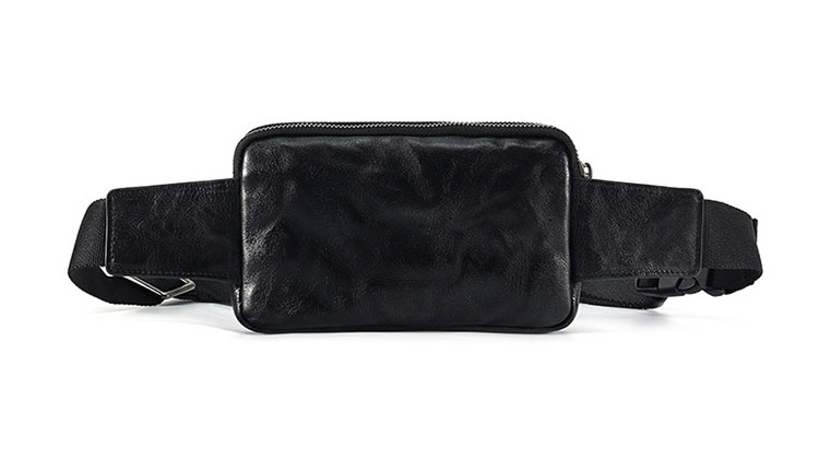 Whatna アンティーク風合い鞣し天 然 牛革 ウエストポーチ ウエストバッグ メンズ ミニショルダーバッグ 手作業で作 男女兼用 本革 斜めがけ ボディバッグ ワンショルダー 軽量  黒16695-4