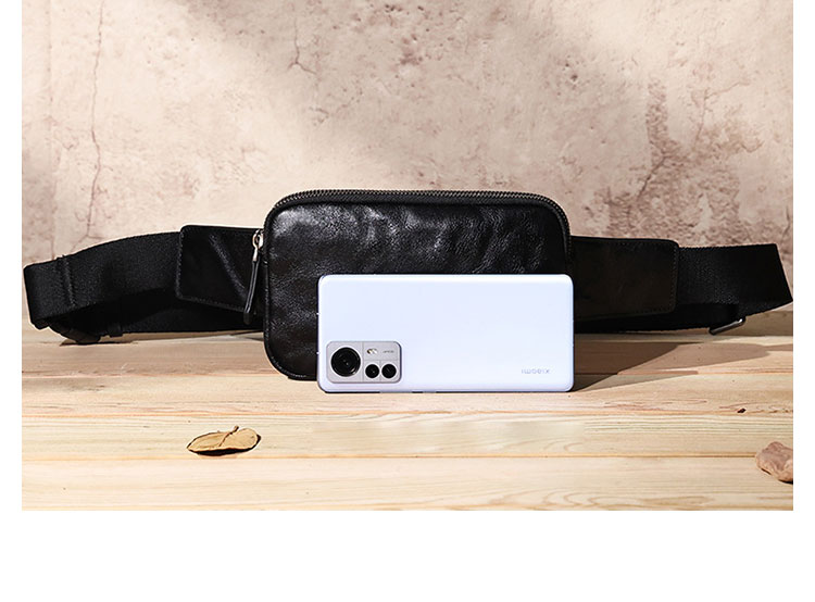 Whatna アンティーク風合い鞣し天 然 牛革 ウエストポーチ ウエストバッグ メンズ ミニショルダーバッグ 手作業で作 男女兼用 本革 斜めがけ ボディバッグ ワンショルダー 軽量  黒16695-10