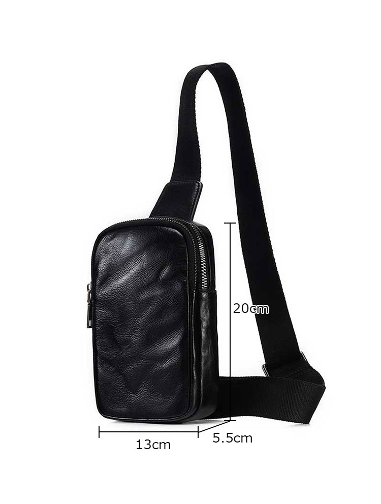 Whatna アンティーク風合い鞣し天 然牛 革 斜めがけ ボディバッグ ワンショルダー メンズ 左右付け替え可能 本革 厚手 レザー6747-1