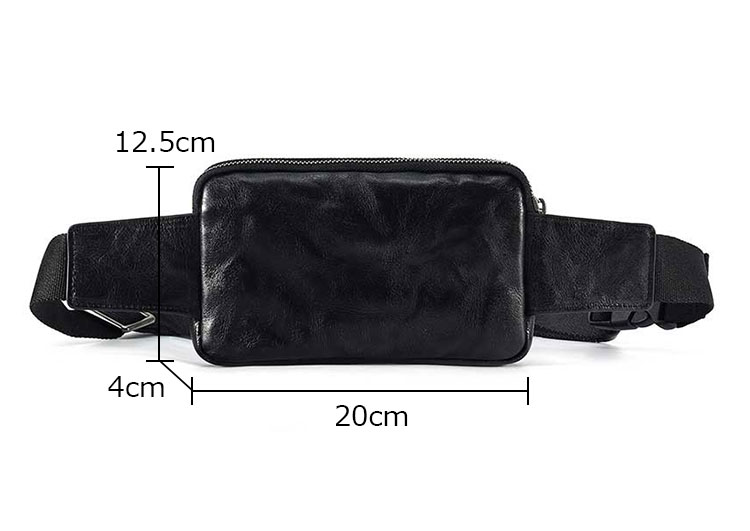 Whatna アンティーク風合い鞣し天 然 牛革 ウエストポーチ ウエストバッグ メンズ ミニショルダーバッグ 手作業で作 男女兼用 本革 斜めがけ ボディバッグ ワンショルダー 軽量  黒16695-6