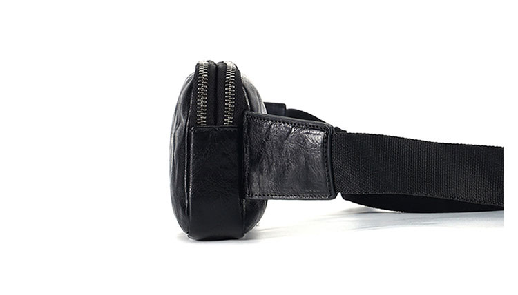 Whatna アンティーク風合い鞣し天 然 牛革 ウエストポーチ ウエストバッグ メンズ ミニショルダーバッグ 手作業で作 男女兼用 本革 斜めがけ ボディバッグ ワンショルダー 軽量  黒16695-3