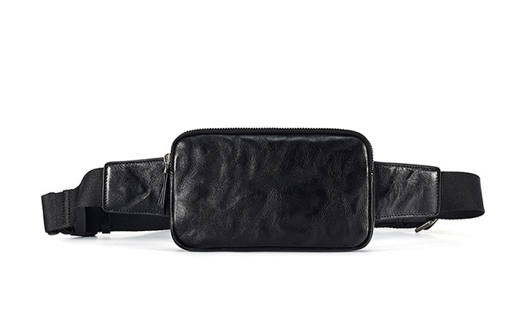 Whatna アンティーク風合い鞣し天 然 牛革 ウエストポーチ ウエストバッグ メンズ ミニショルダーバッグ 手作業で作 男女兼用 本革 斜めがけ ボディバッグ ワンショルダー 軽量  黒16695-1
