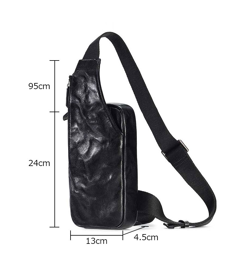 Whatna アンティーク風合い鞣し天 然牛 革 斜めがけ ボディバッグ ワンショルダー メンズ 左右付け替え可能 本革 厚手  レザー6696-1