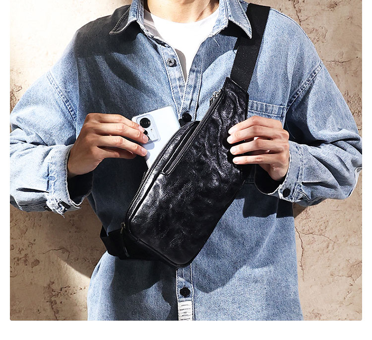 Whatna アンティーク風合い鞣し天 然牛 革 斜めがけ ボディバッグ ワンショルダー メンズ 左右付け替え可能 本革 厚手  レザー6696-12