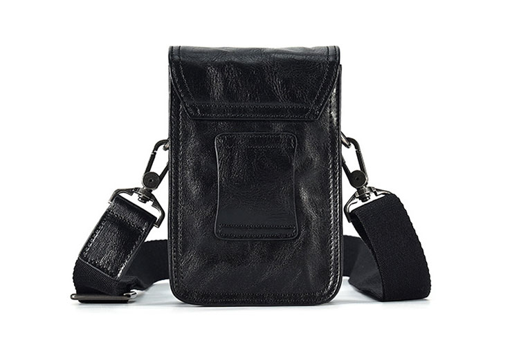 Whatna アンティーク風合い鞣し天 然牛 革ミニショルダーバッグ メンズ ポシェットポ3way斜め掛け ボディバッグ ベルト ポーチ ミニ 胸バッグ ウエストバッグ ショルダーベルト付属 斜め掛け 通学 通勤 ミニバッグ 紳士用 男性用 黑 6694-3