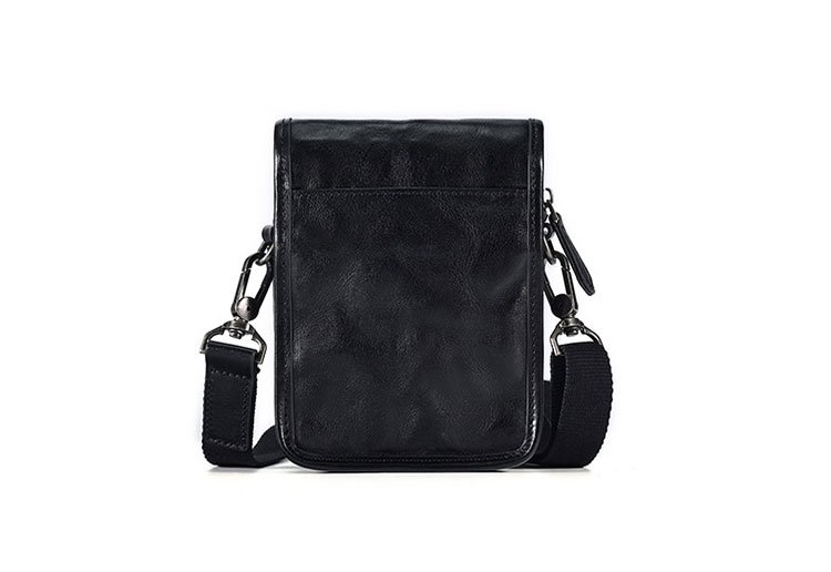 Whatna アンティーク風合い鞣し天 然 牛革ミニショルダーバッグ メンズ ポシェット メッセンジャーバッグ小さめ ショルダーミニポーチ 縦型  ipad mini収納可 本革 通勤 通学 斜めがけバッグ 自転車 かばん男性用 黒6745-3