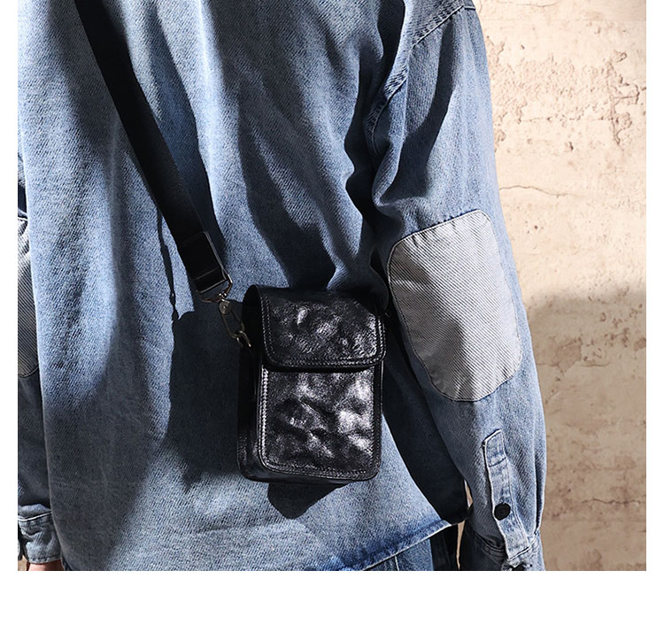 Whatna アンティーク風合い鞣し天 然牛 革ミニショルダーバッグ メンズ ポシェットポ3way斜め掛け ボディバッグ ベルト ポーチ ミニ 胸バッグ ウエストバッグ ショルダーベルト付属 斜め掛け 通学 通勤 ミニバッグ 紳士用 男性用 黑 6694-10