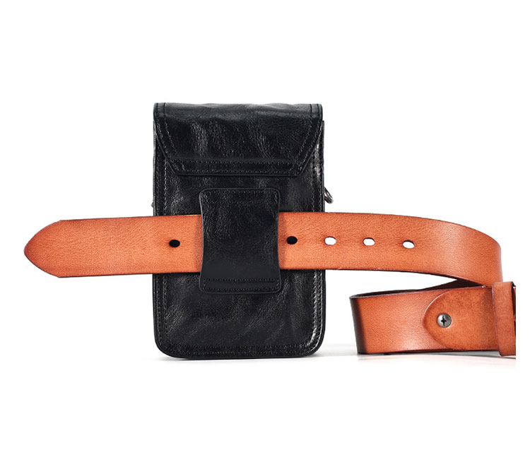 Whatna アンティーク風合い鞣し天 然牛 革ミニショルダーバッグ メンズ ポシェットポ3way斜め掛け ボディバッグ ベルト ポーチ ミニ 胸バッグ ウエストバッグ ショルダーベルト付属 斜め掛け 通学 通勤 ミニバッグ 紳士用 男性用 黑 6694-6