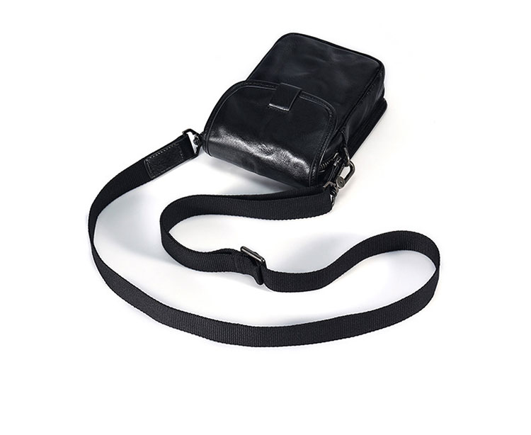 Whatna アンティーク風合い鞣し天 然 牛革ミニショルダーバッグ メンズ ポシェット メッセンジャーバッグ小さめ ショルダーミニポーチ 縦型  ipad mini収納可 本革 通勤 通学 斜めがけバッグ 自転車 かばん男性用 黒6745-6