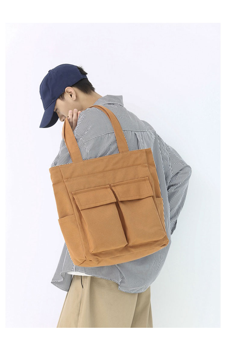 Whatna トートバッグ メンズ レディース バッグ 帆布A4 B5書類、15.6インチPC収納可 大容量 ショルダーバッグ マザーズバッグ 肩掛け ビジネス フォーマル カジュアル バッグ 冠婚葬祭バッグ 手提げバッグ 手持げバッグ 男性 女性-9