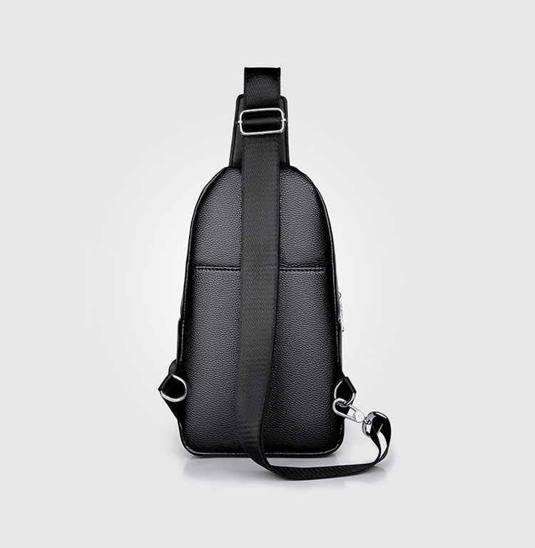 Whatna ワンショルダーメンズ ボディバッグ 斜め掛けバッグ肩掛け 胸バッグ メッセンジャーバッグ PUレザー2室仕切 大容量 イヤホン穴付 USBポート付 左右に付け替え可 軽量 男女兼用-2