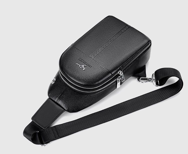 Whatna ワンショルダーメンズ ボディバッグ 斜め掛けバッグ肩掛け 胸バッグ メッセンジャーバッグ PUレザー2室仕切 大容量 イヤホン穴付 USBポート付 左右に付け替え可 軽量 男女兼用-4