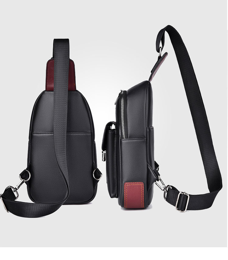 Whatna ンショルダーメンズ ボディバッグ 斜め掛けバッグ肩掛け 胸バッグ メッセンジャーバッグ PUレザー大容量 ダブルファスナー 左右に付け替え可 軽量 男女兼用-2