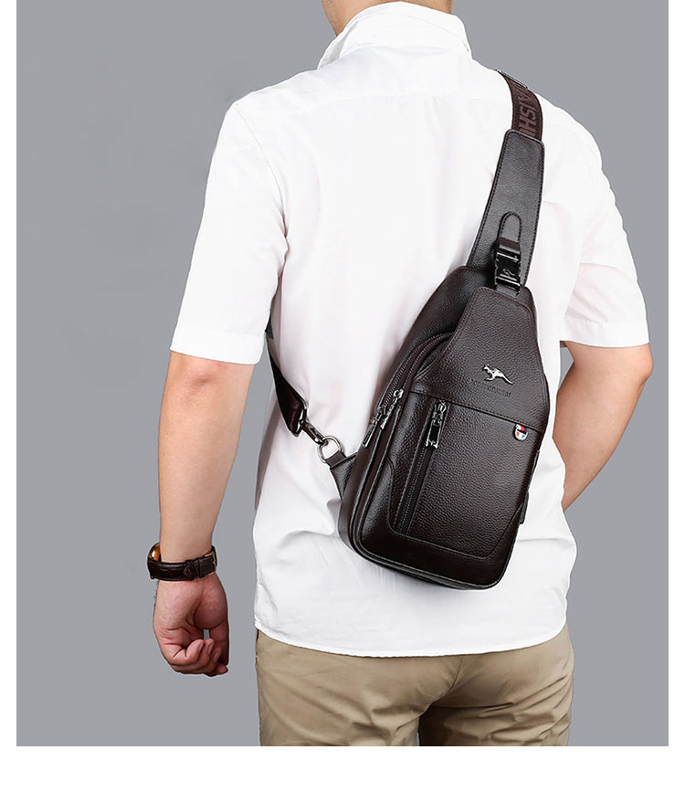 Whatna 牛 革 ワンショルダーメンズ ボディバッグ 斜め掛けバッグ肩掛け 胸バッグ メッセンジャーバッグ 大容量 2室仕切 イヤホン穴付 USBポート付 左右に付け替え可 軽量 男女兼用-13