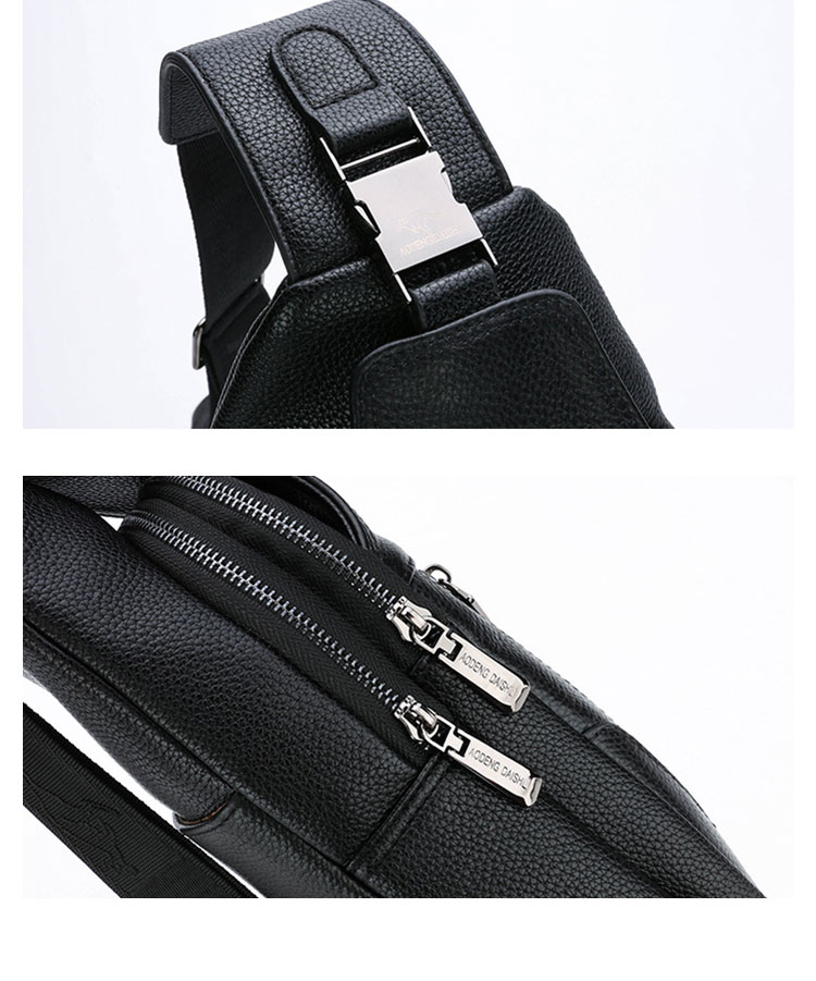 Whatna 牛 革 ワンショルダーメンズ ボディバッグ 斜め掛けバッグ肩掛け 胸バッグ メッセンジャーバッグ 大容量 2室仕切 イヤホン穴付 USBポート付 左右に付け替え可 軽量 男女兼用-9