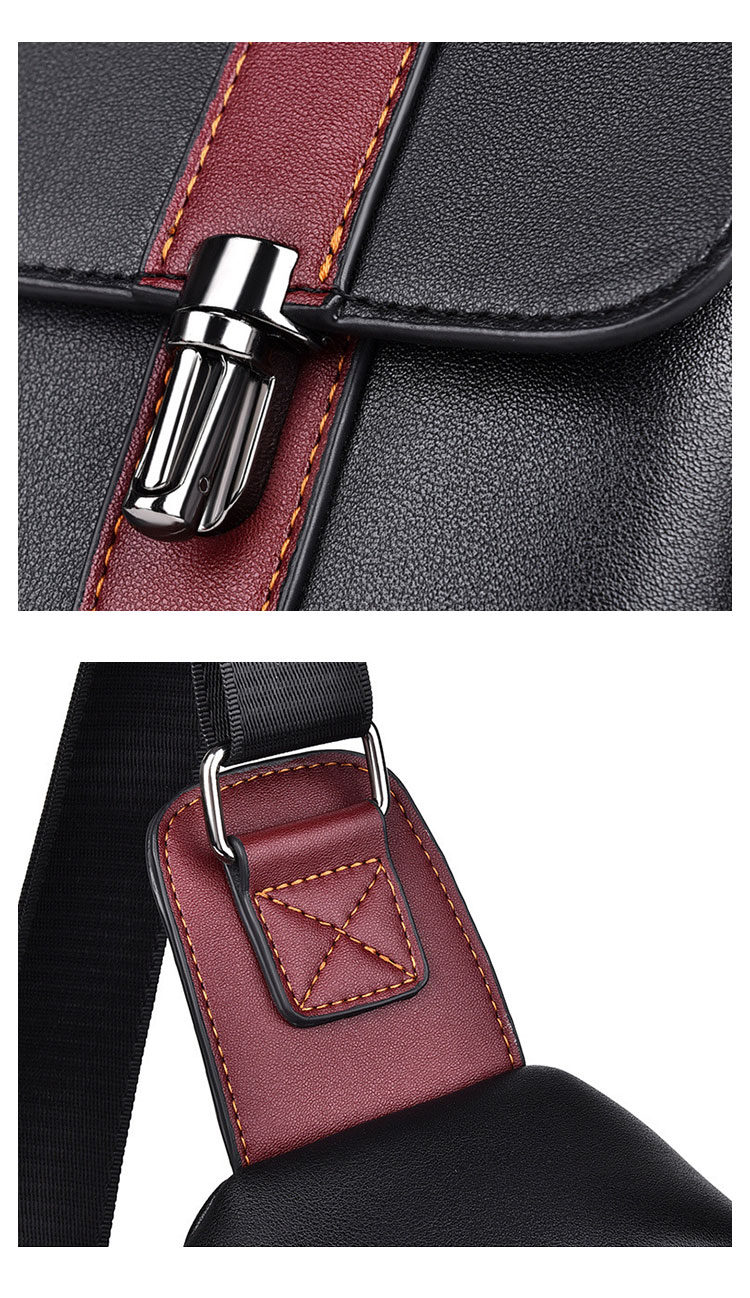 Whatna ンショルダーメンズ ボディバッグ 斜め掛けバッグ肩掛け 胸バッグ メッセンジャーバッグ PUレザー大容量 ダブルファスナー 左右に付け替え可 軽量 男女兼用-9