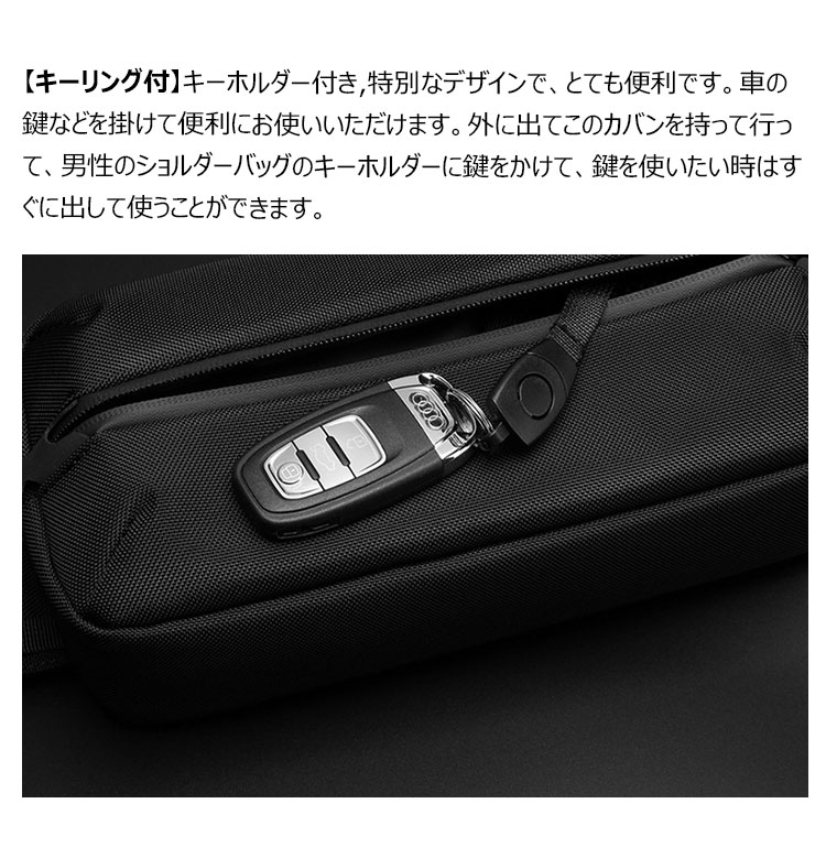 Whatna 牛 革 ワンショルダーメンズ ミニショルダーバッグ ウエストバッグ ウエストポーチ斜め掛けバッグ肩掛け 胸バッグ ダブルファスナー キーリング付 パスワードロックが付 男女兼用-12