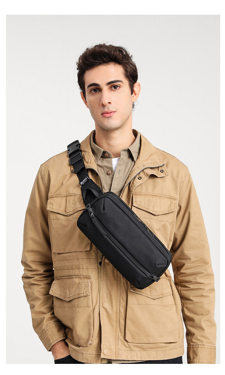 Whatna 牛 革 ワンショルダーメンズ ミニショルダーバッグ ウエストバッグ ウエストポーチ斜め掛けバッグ肩掛け 胸バッグ ダブルファスナー キーリング付 パスワードロックが付 男女兼用-18