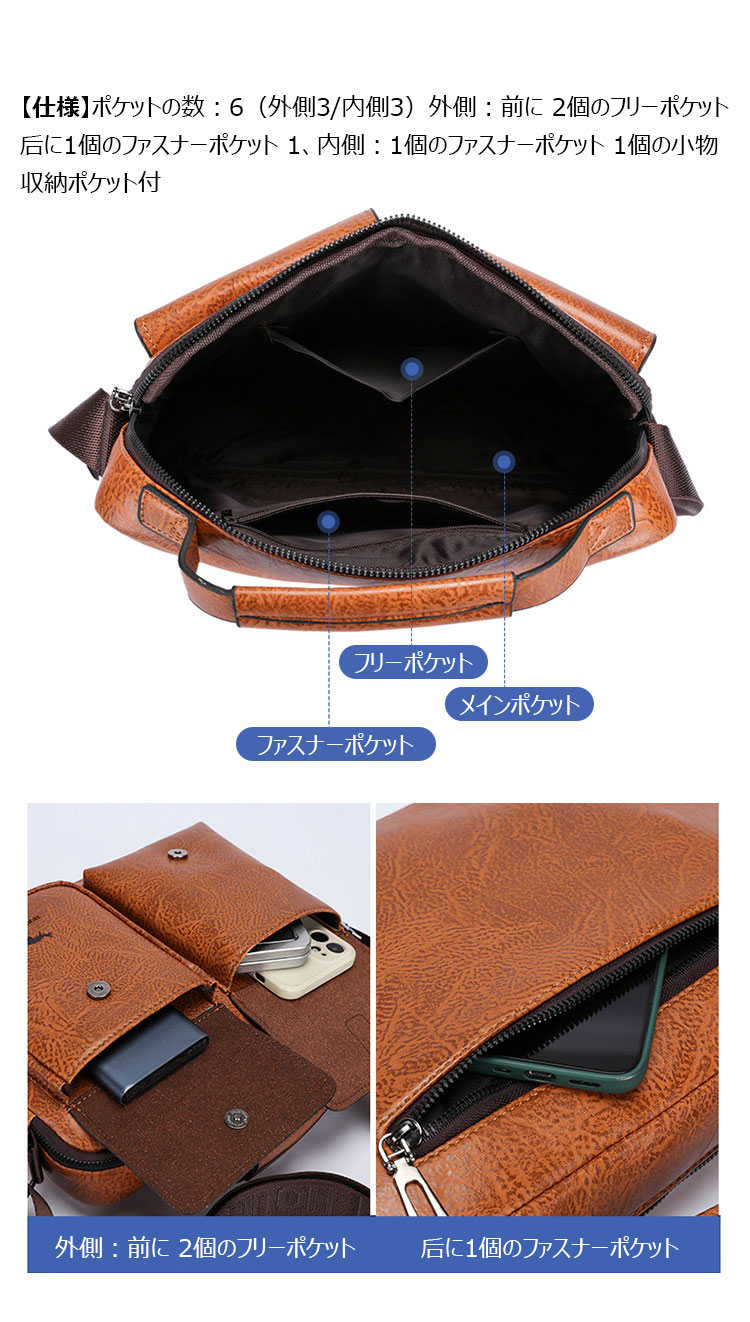 Whatna ショルダーバッグ メンズ レディース 3WAYトートバッグ ボディバッグ 斜め掛けバッグメッセンジャーバッグ PUレザー 大容量 マザーズバッグ 手提げバッグ フォーマル カジュアル バッグ 冠婚葬祭バッグ 男性 女性-7