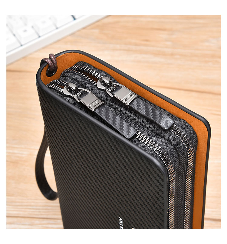 Whatna ミニセカンド バッグ メンズ 小型バッグ 長財布 13枚カード収納 カード入れ 小銭入れ 札入れ 3室仕切 レザー ミニクラッチ バッグ 手持ちバッグ 手提げ財布 手持ちカバン 男性用 紳士用-8