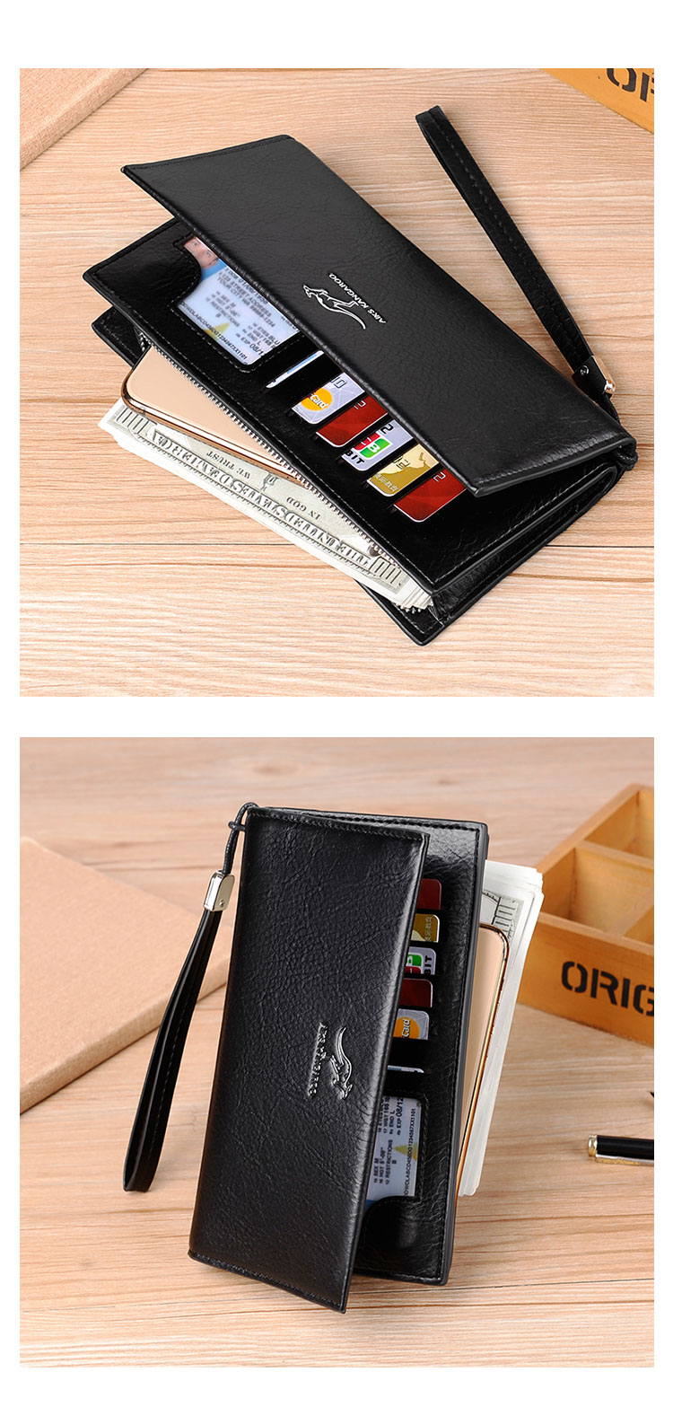 Whatna ミニセカンド バッグ メンズ 小型バッグ 長財布 RFID＆磁気スキミング防止 12枚カード収納 カード入れ 小銭入れ 札入れ 2室仕切 レザー ミニクラッチ バッグ 手持ちバッグ 手提げ財布 手持ちカバン 男性用 紳士用-3