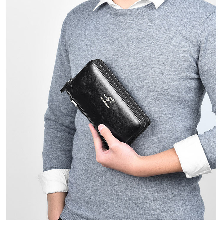 Whatna ミニセカンド バッグ メンズ 小型バッグ 長財布 RFID&磁気スキミング防止 7枚カード収納 カード入れ 小銭入れ 札入れ 3室仕切 レザー ミニクラッチ バッグ 手持ちバッグ 手提げ財布 手持ちカバン 男性用 紳士用-10