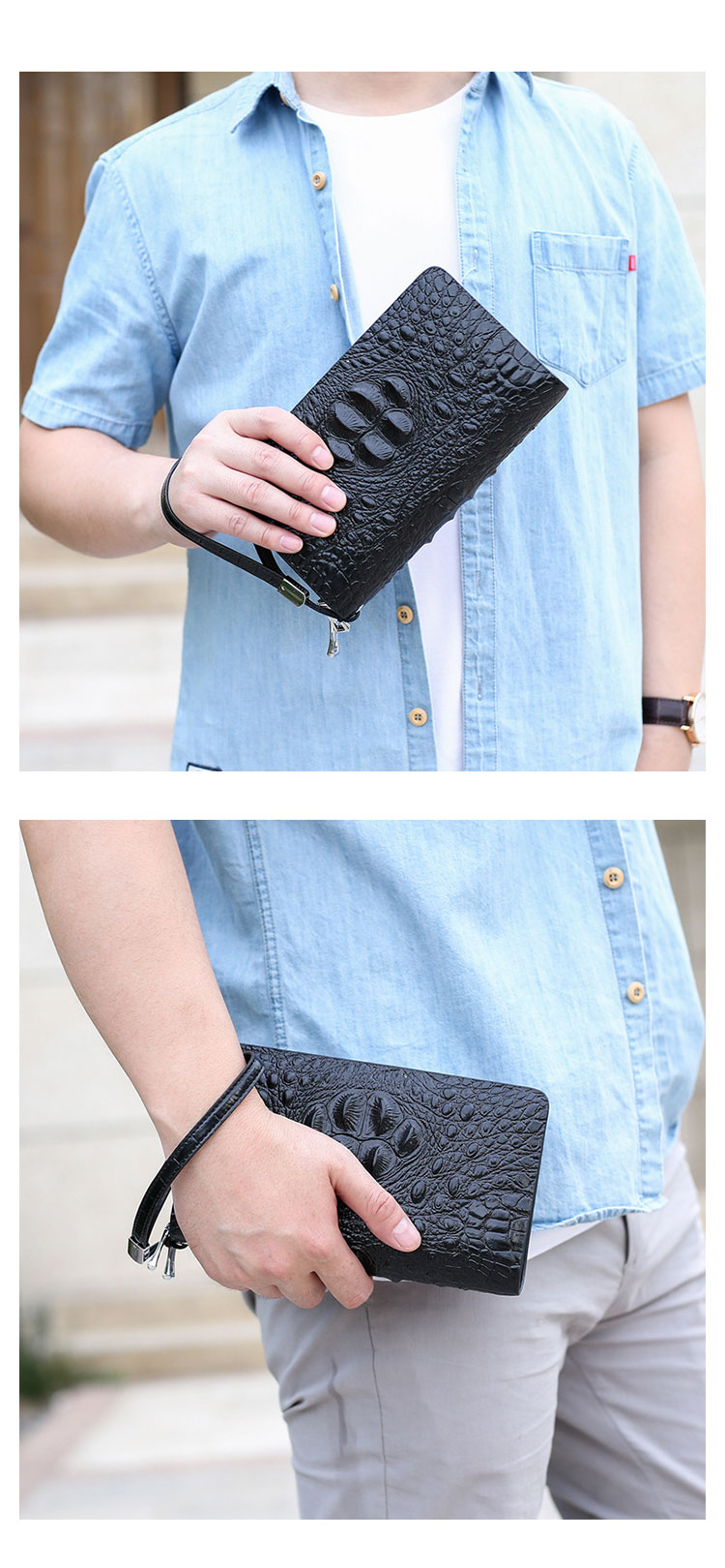 Whatna ミニセカンド バッグ メンズ 小型バッグ 長財布 7枚カード収納 カード入れ 小銭入れ 札入れ 3室仕切 レザー ミニクラッチ バッグ 手持ちバッグ 手提げ財布 手持ちカバン 男性用 紳士用-10