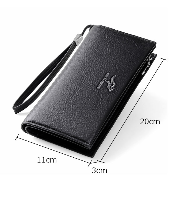 Whatna ミニセカンド バッグ メンズ 小型バッグ 長財布 RFID＆磁気スキミング防止 12枚カード収納 カード入れ 小銭入れ 札入れ 2室仕切 レザー ミニクラッチ バッグ 手持ちバッグ 手提げ財布 手持ちカバン 男性用 紳士用-1