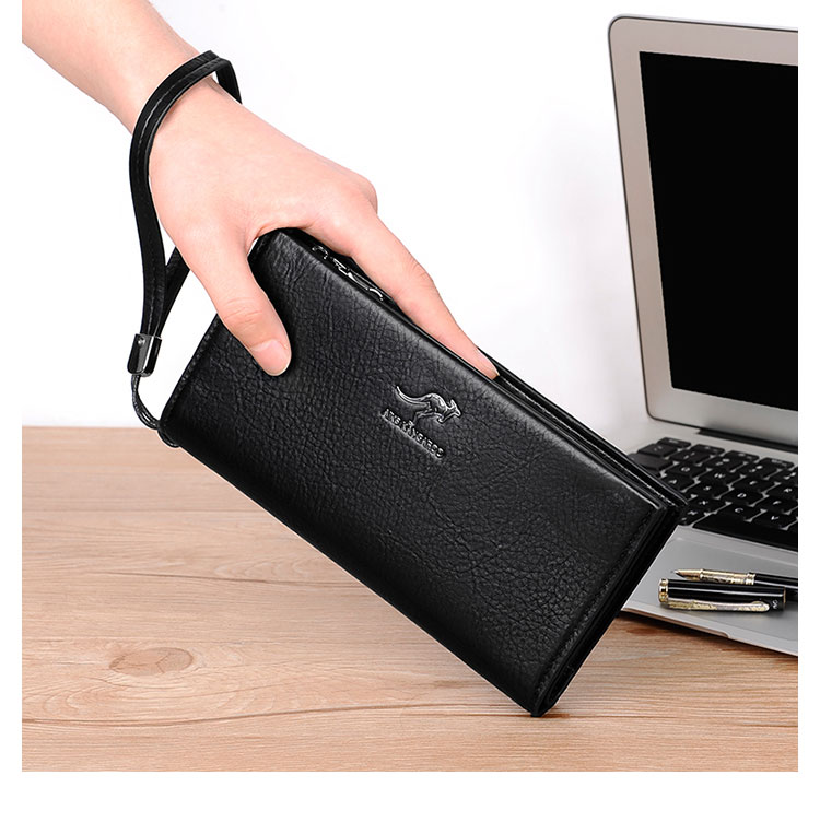 Whatna ミニセカンド バッグ メンズ 小型バッグ 長財布 RFID＆磁気スキミング防止 12枚カード収納 カード入れ 小銭入れ 札入れ 2室仕切 レザー ミニクラッチ バッグ 手持ちバッグ 手提げ財布 手持ちカバン 男性用 紳士用-8