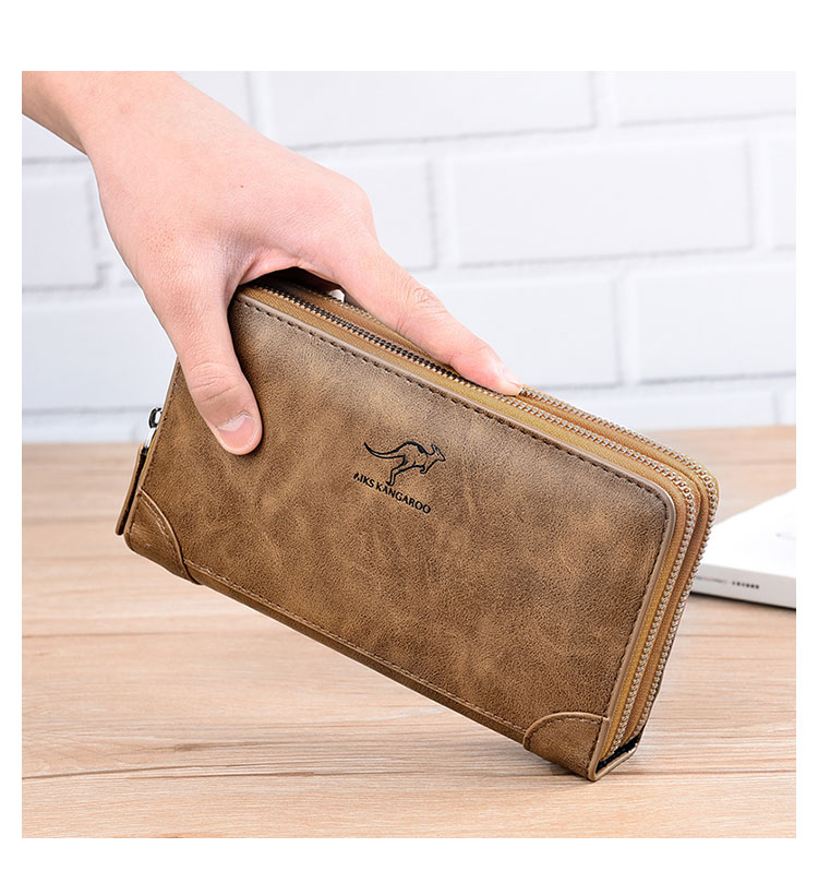 Whatna ミニセカンド バッグ メンズ 小型バッグ 長財布 RFID&磁気スキミング防止 7枚カード収納 カード入れ 小銭入れ 札入れ 3室仕切 レザー ミニクラッチ バッグ 手持ちバッグ 手提げ財布 手持ちカバン 男性用 紳士用-7