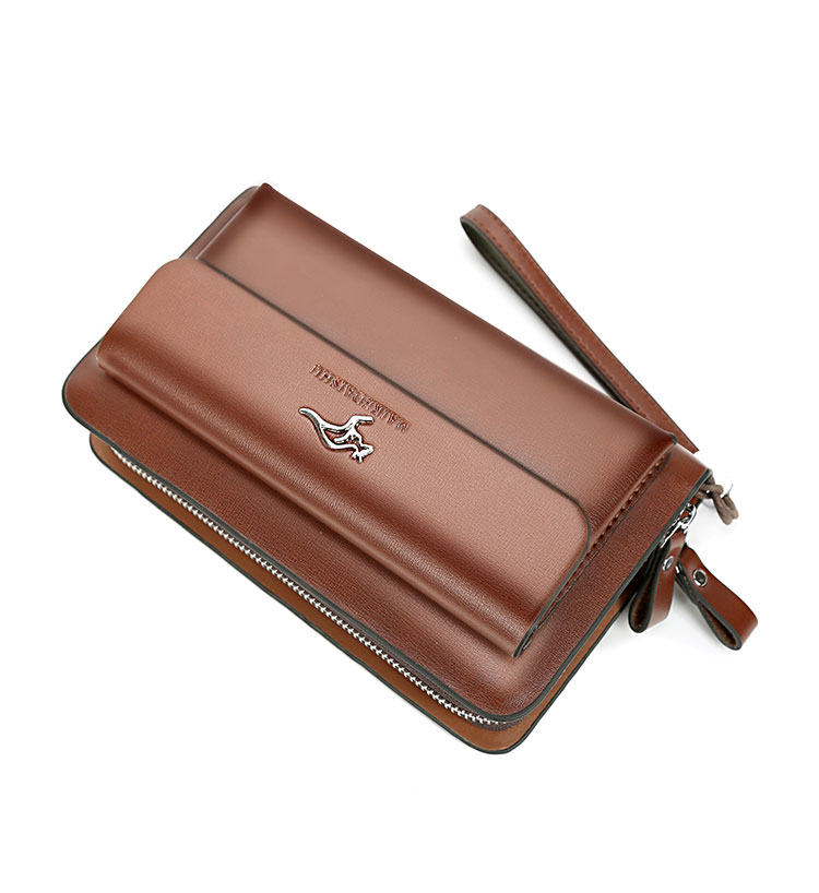 Whatna ミニセカンド バッグ メンズ 小型バッグ 長財布 12枚カード収納 カード入れ 小銭入れ 札入れ 3室仕切 レザー ミニクラッチ バッグ 手持ちバッグ 手提げ財布 手持ちカバン 男性用 紳士用-3