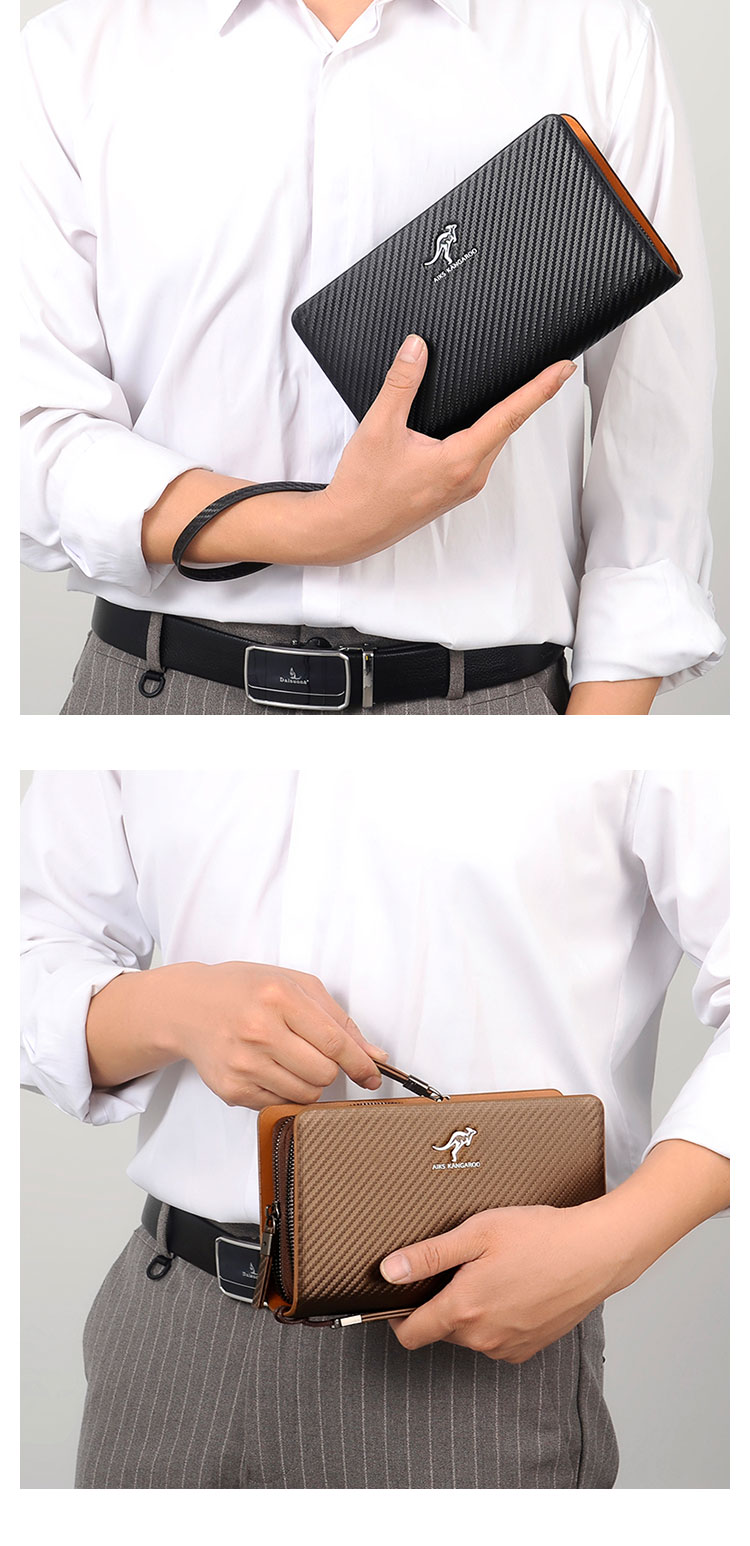 Whatna ミニセカンド バッグ メンズ 小型バッグ 長財布 13枚カード収納 カード入れ 小銭入れ 札入れ 3室仕切 レザー ミニクラッチ バッグ 手持ちバッグ 手提げ財布 手持ちカバン 男性用 紳士用-14