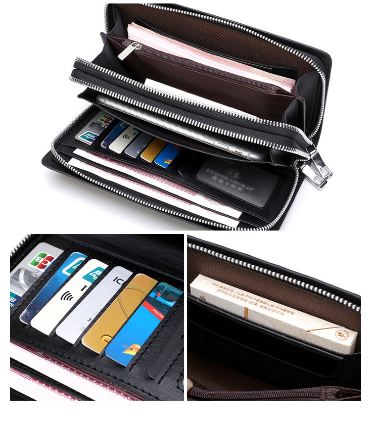 Whatna ミニセカンド バッグ メンズ 小型バッグ 長財布 7枚カード収納 カード入れ 小銭入れ 札入れ 3室仕切 レザー ミニクラッチ バッグ 手持ちバッグ 手提げ財布 手持ちカバン 男性用 紳士用-7