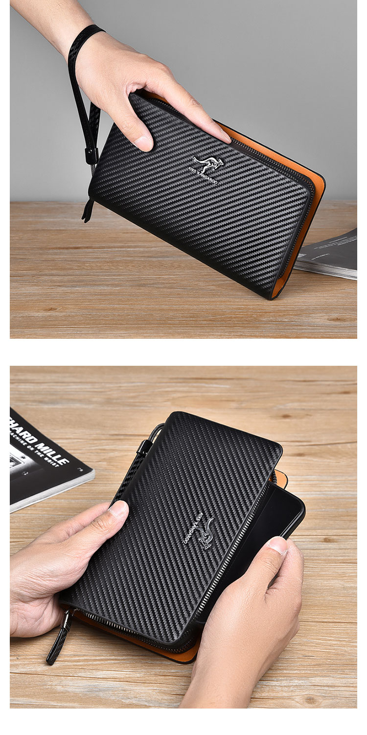 Whatna ミニセカンド バッグ メンズ 小型バッグ 長財布 13枚カード収納 カード入れ 小銭入れ 札入れ 3室仕切 レザー ミニクラッチ バッグ 手持ちバッグ 手提げ財布 手持ちカバン 男性用 紳士用-13