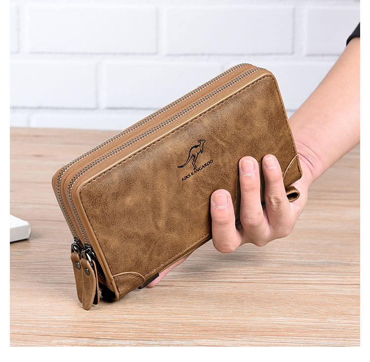 Whatna ミニセカンド バッグ メンズ 小型バッグ 長財布 RFID&磁気スキミング防止 7枚カード収納 カード入れ 小銭入れ 札入れ 3室仕切 レザー ミニクラッチ バッグ 手持ちバッグ 手提げ財布 手持ちカバン 男性用 紳士用-8