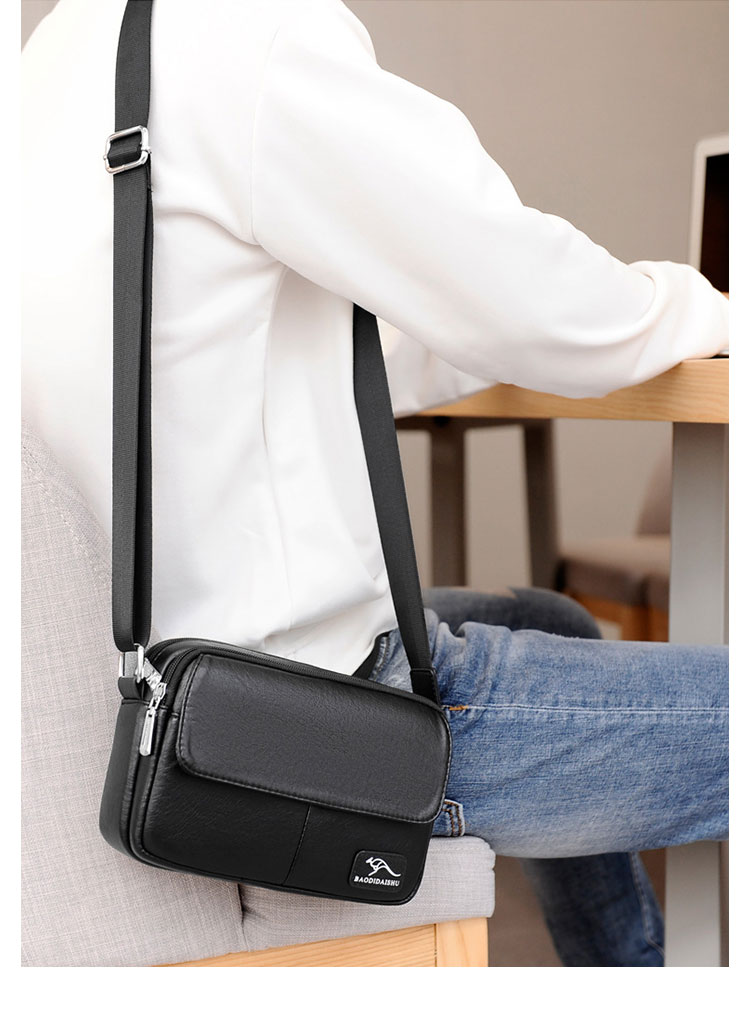 Whatna ワンショルダーメンズ ミニショルダーバッグ 斜め掛けバッグ肩掛け ミニ胸バッグ メッセンジャーバッグ 小さい PUレザー 6枚カード収納可 2室仕切  小型ショルダーミニバック肩掛けミニバッグ男女兼用-12