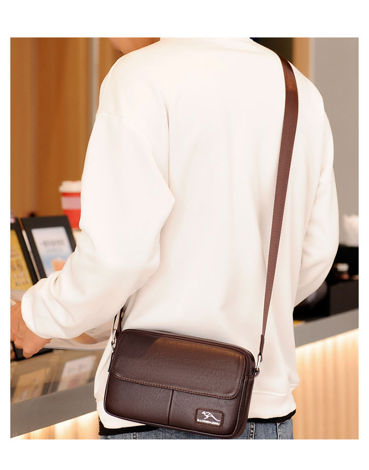 Whatna ワンショルダーメンズ ミニショルダーバッグ 斜め掛けバッグ肩掛け ミニ胸バッグ メッセンジャーバッグ 小さい PUレザー 6枚カード収納可 2室仕切  小型ショルダーミニバック肩掛けミニバッグ男女兼用-10