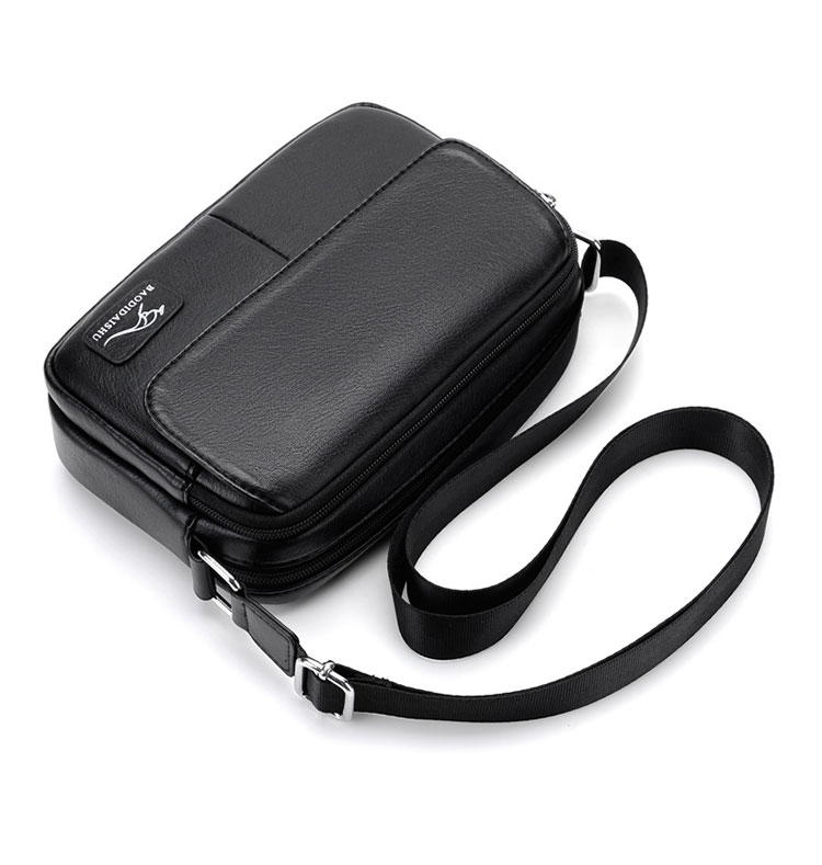 Whatna ワンショルダーメンズ ミニショルダーバッグ 斜め掛けバッグ肩掛け ミニ胸バッグ メッセンジャーバッグ 小さい PUレザー 6枚カード収納可 2室仕切  小型ショルダーミニバック肩掛けミニバッグ男女兼用-5