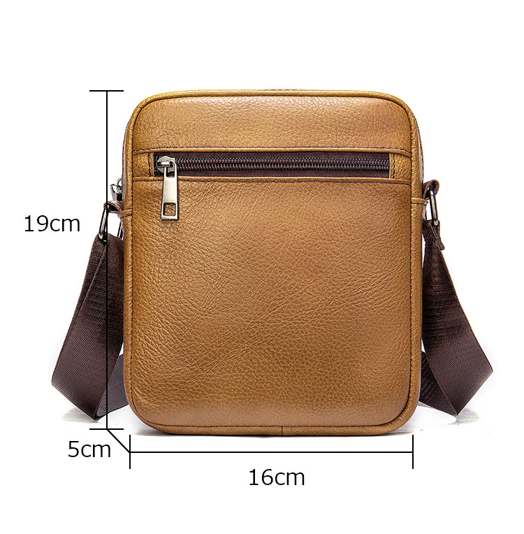 Whatna 牛 革 ミニショルダーバッグ メンズ ポシェット ワンショルダー ボディー バッグ 斜め掛けバッグ 肩掛けミニ胸バッグ メッセンジャーバッグ 小さい 本革 小型ショルダー肩掛けミニバッグ男女兼用-1