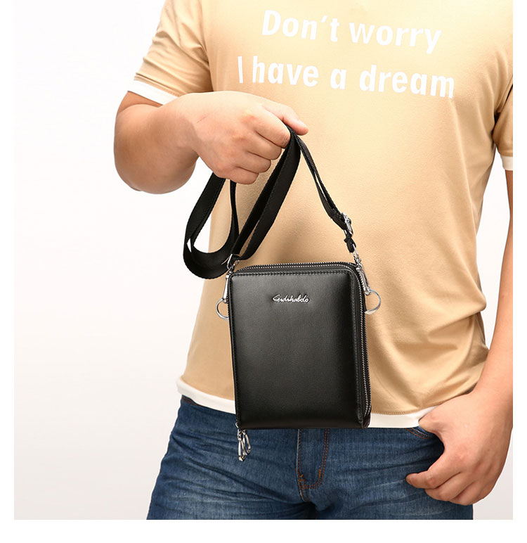 Whatna ミニショルダーバッグ メンズ ミニポシェットポお財布 カード16枚収納 3way 斜め掛け セカンドバッグ 手持げバッグ ミニボディバッグ 3室仕切 手提げ バッグ 小型ショルダーミニバック肩掛けミニ胸バッグ 黒-12