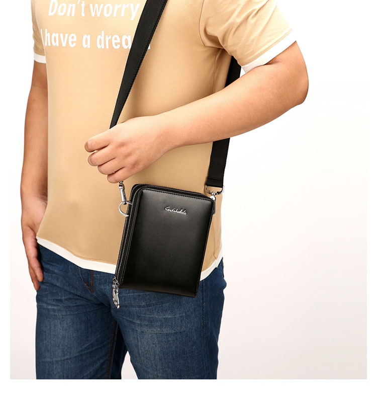 Whatna ミニショルダーバッグ メンズ ミニポシェットポお財布 カード16枚収納 3way 斜め掛け セカンドバッグ 手持げバッグ ミニボディバッグ 3室仕切 手提げ バッグ 小型ショルダーミニバック肩掛けミニ胸バッグ 黒-11