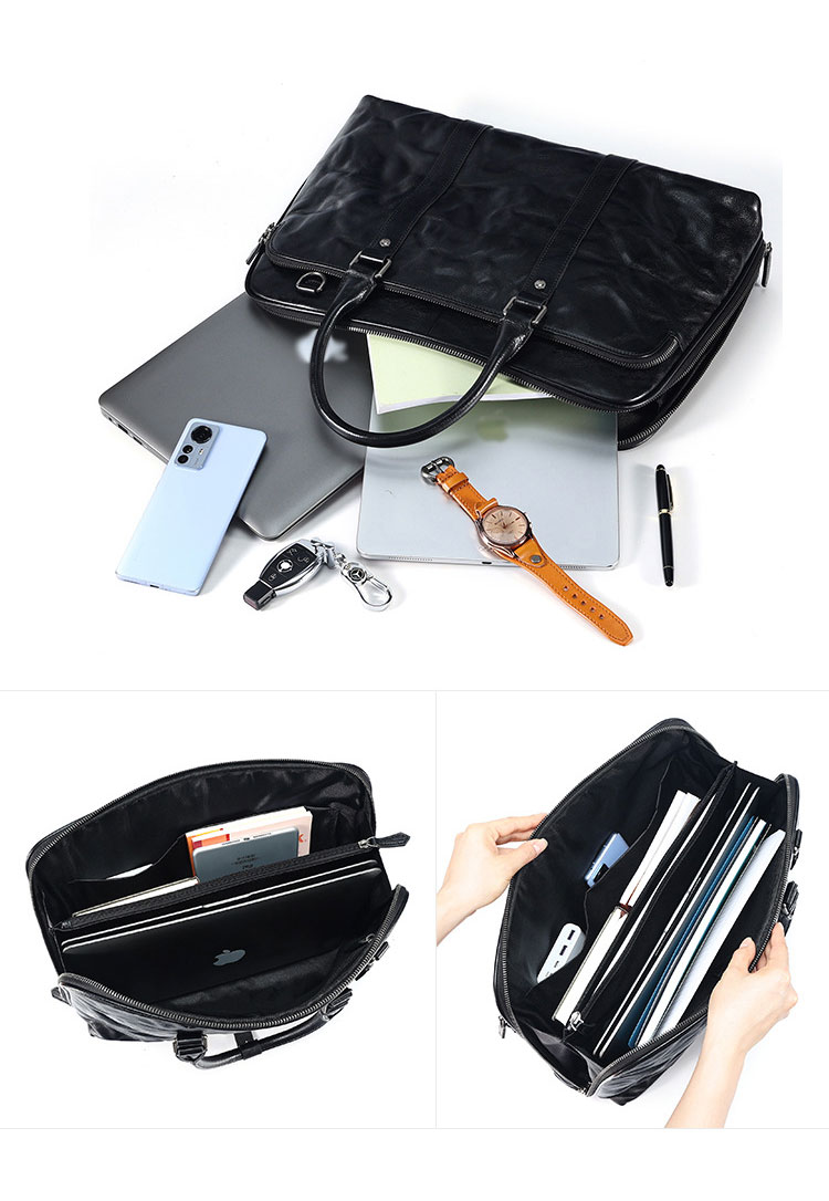 Whatna アンティーク風合い鞣し天 然 牛革 ビジネスバッグメンズ 2way ショルダー 手提げバッグブリーフケース2室仕切 ペン挿しx2 15.6インチPC対応 旅行 出張 通勤 通学 就活 面接 バッグ かばん 男性用6697-4
