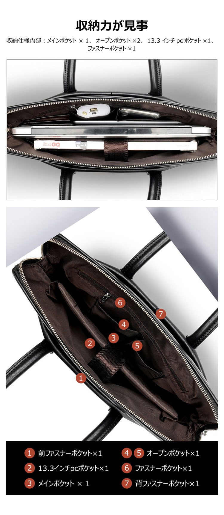 Whatna 革 ショルダーバッグ メンズ 2way 斜め掛け 手提げバッグ ビジネス バッグ セカンドバッグ 手持げバッグ puレザーA4 Ipad 13.3Air収納可 縦型 カジュアル フォーマル ビジネス 通学 通勤 肩掛け バッグ 自転車かばん プレゼント男性S1809-6