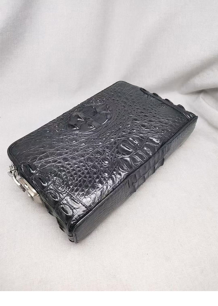 Whatnaワニ革 本革 セカンド バッグ メンズ クラッチ バッグ 小さい カード6枚収納可 パスワードロックボタン付 2室仕切 クロコダイル革 本皮 結婚式 バッグ フォーマル ビジネス 冠婚葬祭 バッグ 男性用 紳士用 4338-3