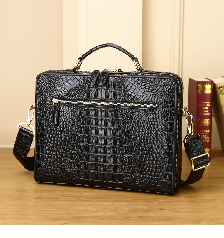 Whatna ワニ革ショルダーバッグ メンズ 3way斜め掛け胸バッグ 手提げバッグ セカンドバッグ 手持げバッグ ビジネスバッグ A4 Ipad 10.5収納可2室仕切 鰐革 カジュアル フォーマル ビジネス 通学 通勤 結婚式 肩掛けバッグ 自転車かばん 4445-2