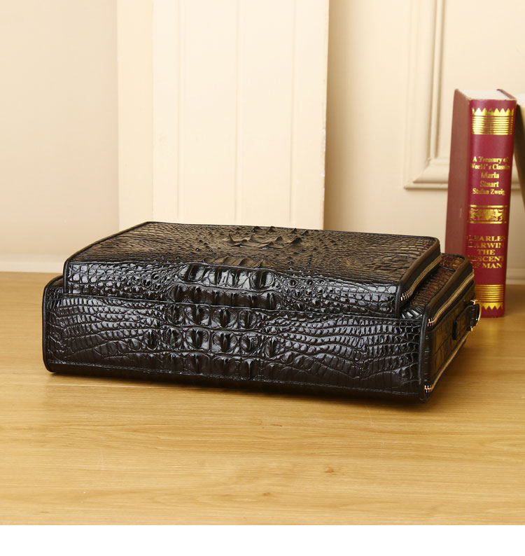 Whatna ワニ革ショルダーバッグ メンズ 3way斜め掛け胸バッグ 手提げバッグ セカンドバッグ 手持げバッグ ビジネスバッグ A4 Ipad 10.5収納可2室仕切 鰐革 カジュアル フォーマル ビジネス 通学 通勤 結婚式 肩掛けバッグ 自転車かばん 4445-4