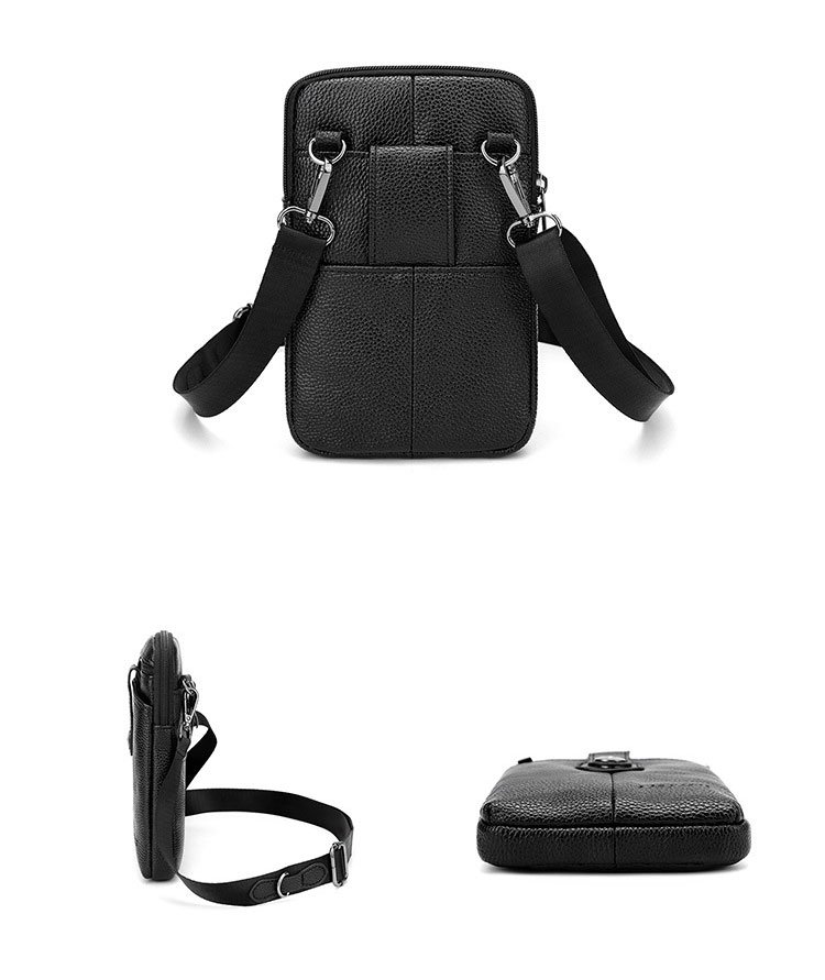 Whatna  2点セットミニショルダーバッグ メンズ ポシェット3wayミニ 斜め掛け ボディバッグ ベルト ポーチ ミニ 胸バッグ ウエストバッグ 小銭入れ コインケース付 レザーショルダーベルト付属 斜め掛け 通学 通勤 ミニバッグ 紳士用 男性用-10