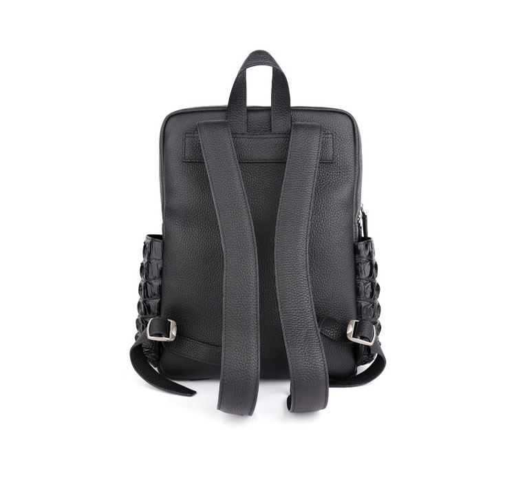 Whatnaワニ革 ビジネスバッグメンズ バッグ 2 WAY 手提げ リュック バッグ クロコダイル革 厚手 本革 A4 14インチpc収納可 大容量 盗難防止 旅行 出張用 通勤 通学 就活 面接 バッグ かばん 男性用 ブラウン 黒(1608)-2