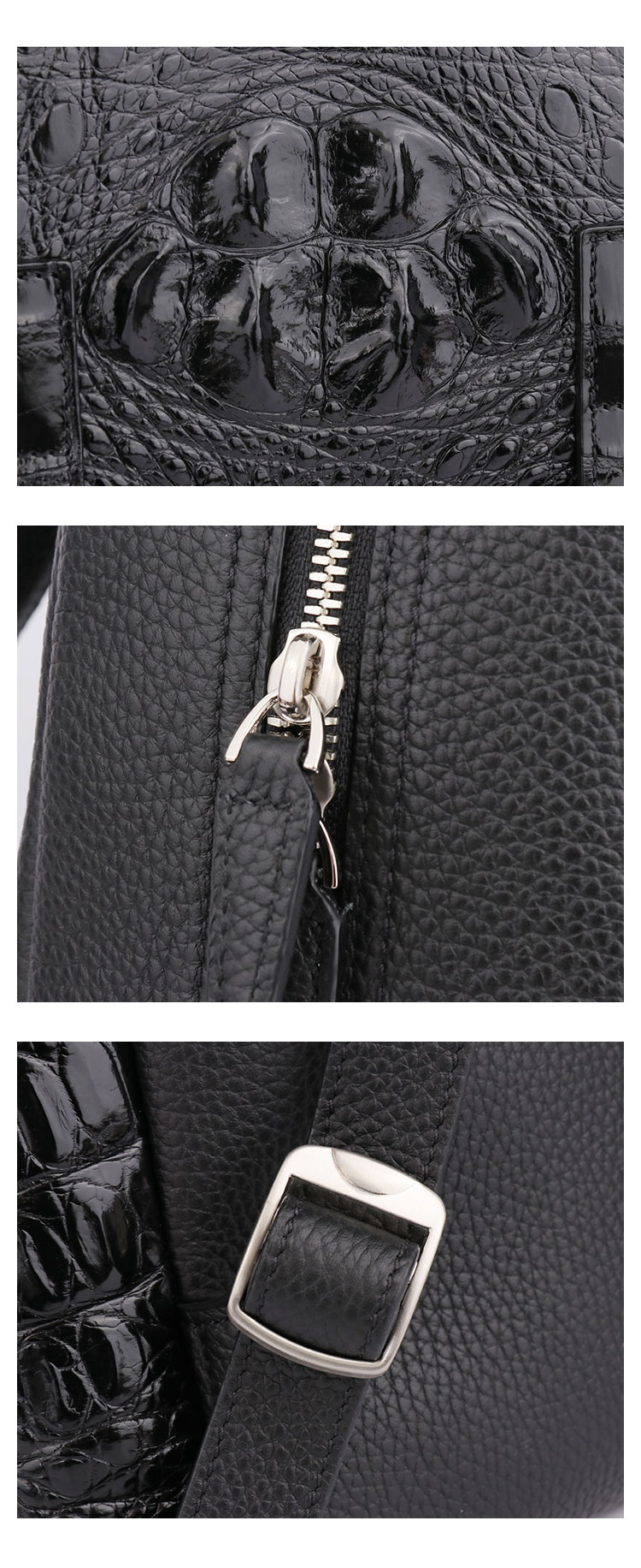 Whatnaワニ革 ビジネスバッグメンズ バッグ 2 WAY 手提げ リュック バッグ クロコダイル革 厚手 本革 A4 14インチpc収納可 大容量 盗難防止 旅行 出張用 通勤 通学 就活 面接 バッグ かばん 男性用 ブラウン 黒(1608)-8